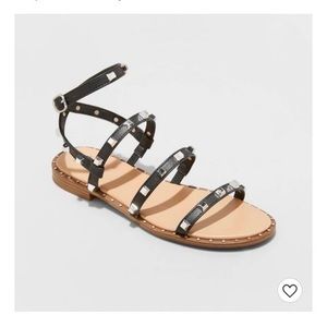 Women's Astrid Studded Sandals - New Day Black 8.5